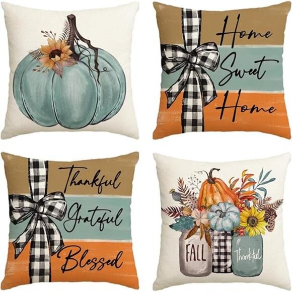 Fall Pumpkin Home Sweet Home Throw Pillow Covers, 18x18 Inch Autumn Thankful - Picture 7 of 7